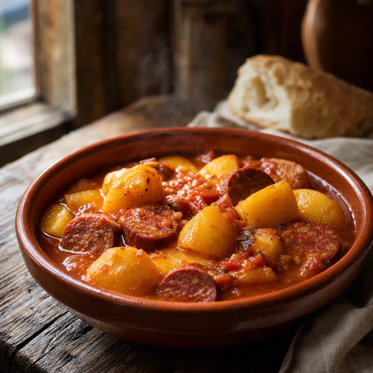 Patatas a la riojana con chorizo casero